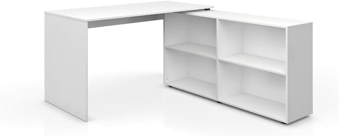 Hoekbureau Wit 137 x 60 cm Flexibel Bureau Inclusief Opbergruimte