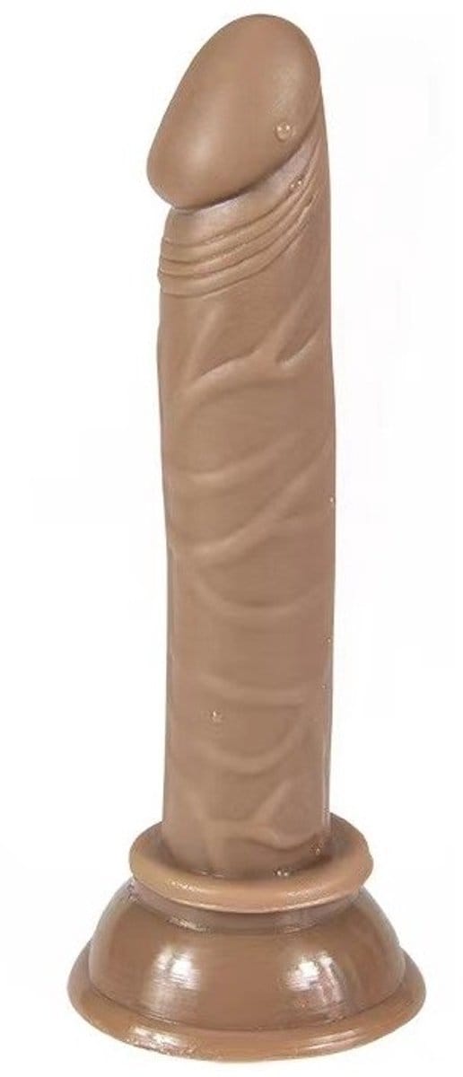 Nooitmeersaai - Mini dildo met zuignap - Siliconen - Bruin - 12cm