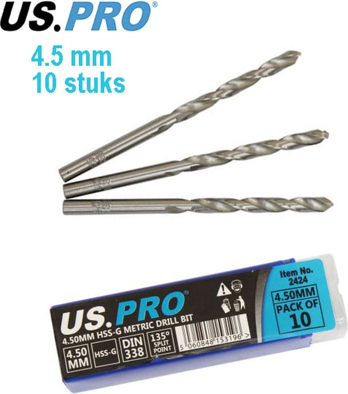 Metaal boren HSS-G 4.5 mm (10 stuks)
