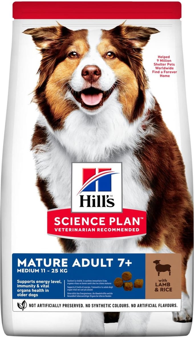4x Hill's Science Plan - Mature Adult - Medium - lam en rijst 2.5 kg