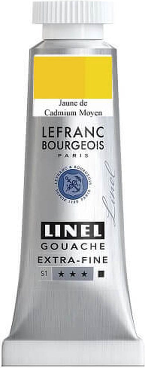 Lefranc & Bourgeois Linel Gouache Extra Fine Cadmium Medium Yellow 162 14ml