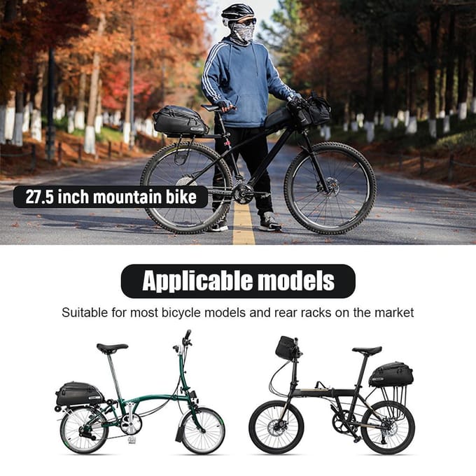 Multifunctionele fietskoffertas Polyester fietsachterbanktas Waterdichte bagagedragertas Schoudertas zwart