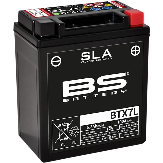 Motorfiets accu BS Battery SLA BTX7L - C (10Hr) - C (20Hr)