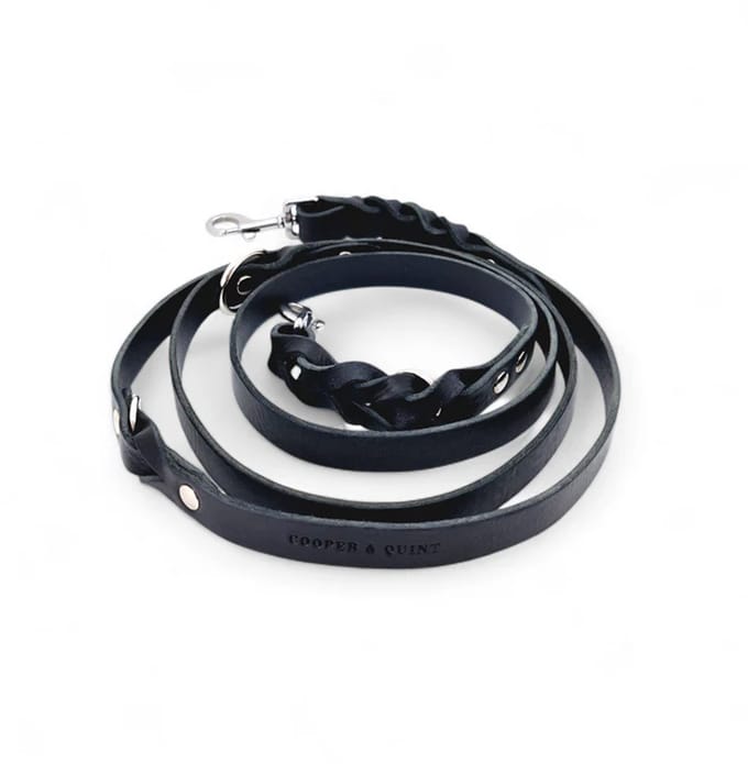 Cooper & Quint Twisted Switch Verstelbare Hondenriem - Zwart - 2cm - Zilver
