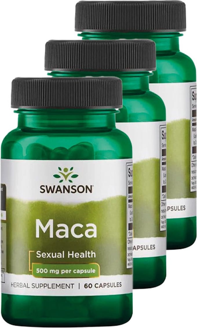 Swanson | Maca 500mg | 60 Capsules | 3 stuks | 3 x 60 stuks