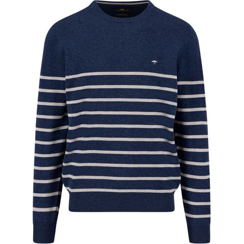 Fynch-Hatton Trui O-Neck Stripe Superfine Cotton Knit Night / male