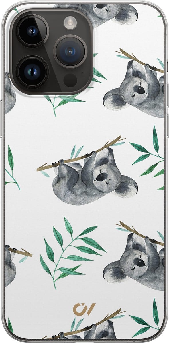 Hoesje geschikt voor Apple iPhone 14 Pro Max - Koala Print - - Wit - Apple - Casevibes