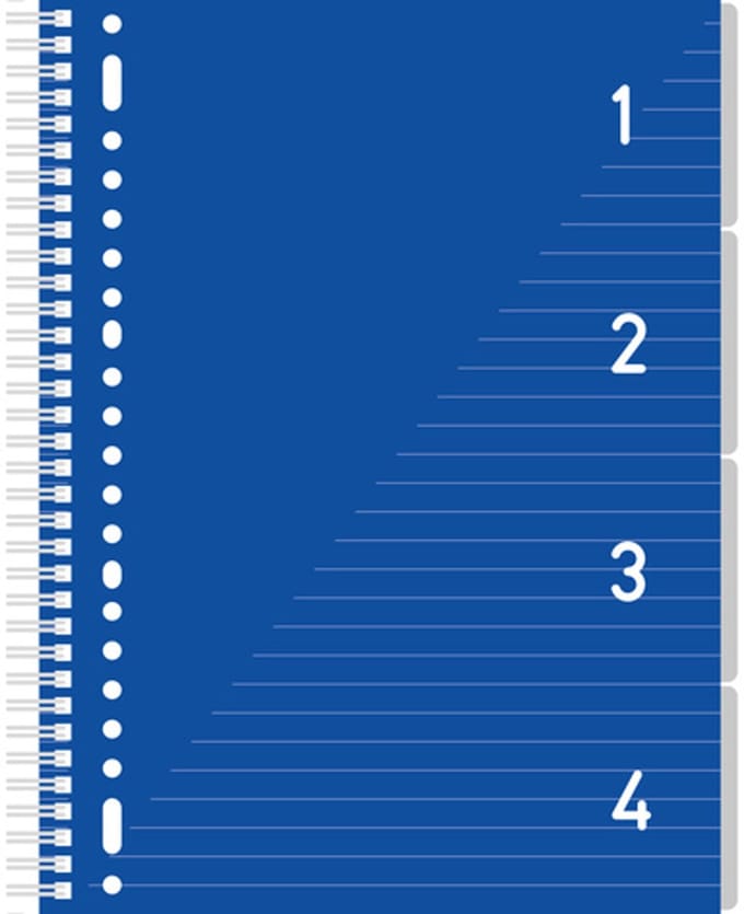 Kangaro 4-in-1 blok â€“ A4 - lijn - 200 pagina's - 80 grams - blauw
