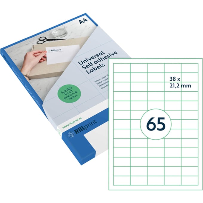 Etiket Rillprint 38x21.2mm mat transparant 1625 etiketten