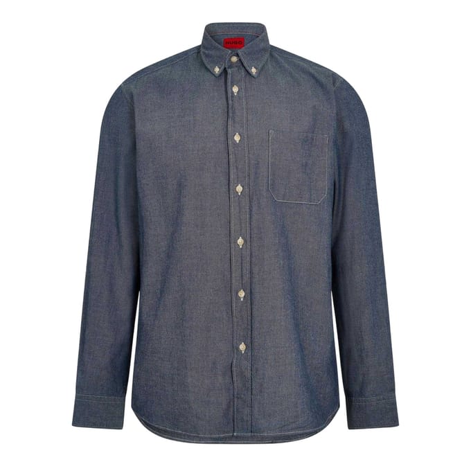 Hugo Heren-Oxford-overhemd met knoopsluiting (Pastelblauw)