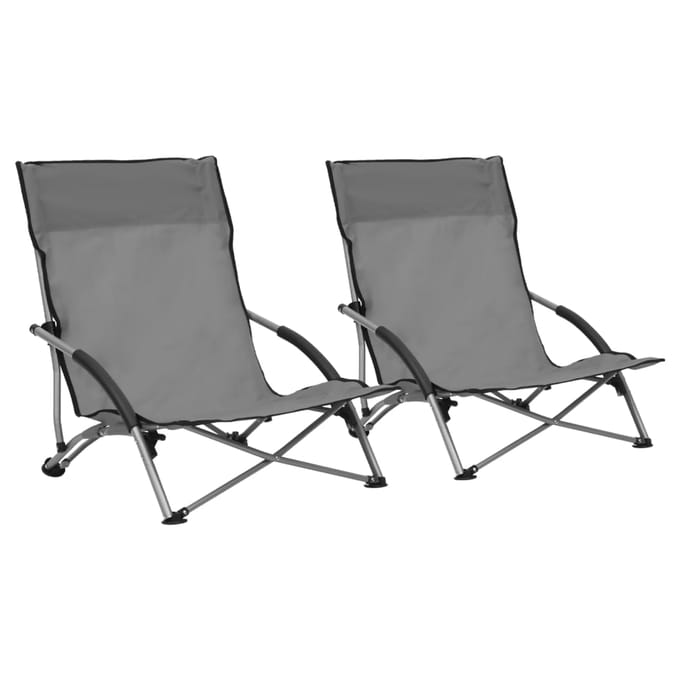 vidaXL - Opklapbare - stoelen, - 2 - stuks, - grijze - stof