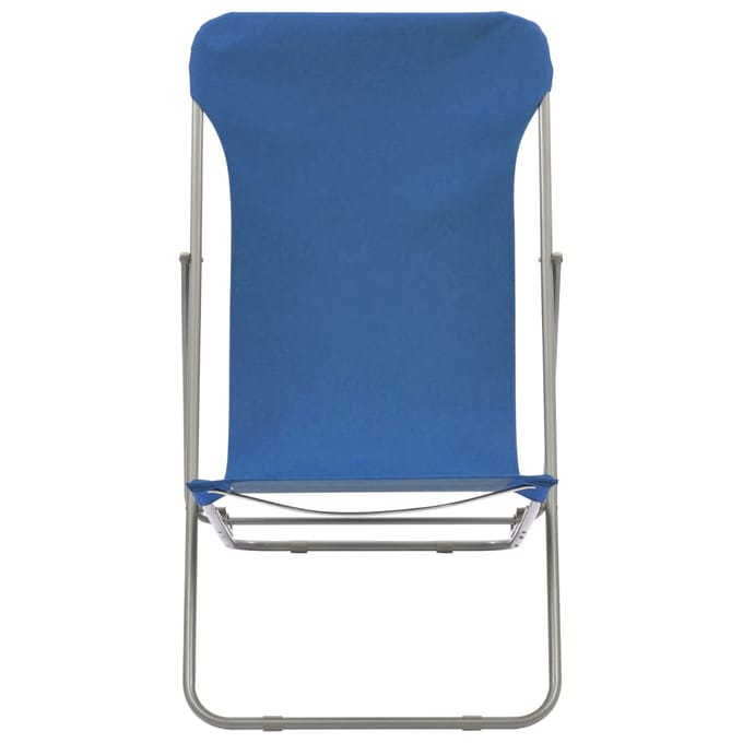 vidaXL - Opklapbare - stoelen - (2 - stuks) - van - staal - met - blauwe - Oxford-stof