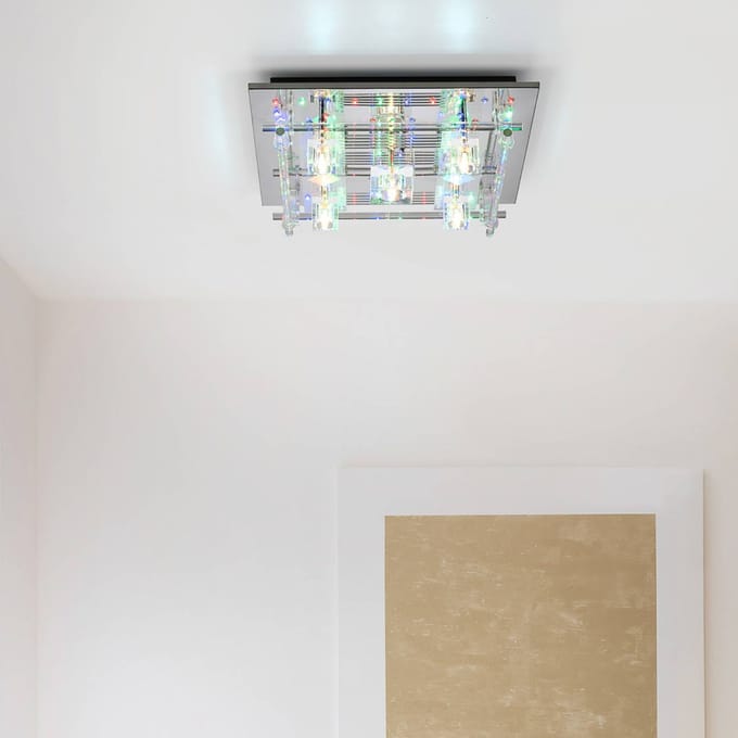 JUST LIGHT. GmbH LED plafondlamp Kemal 2.0, chroom met RGB