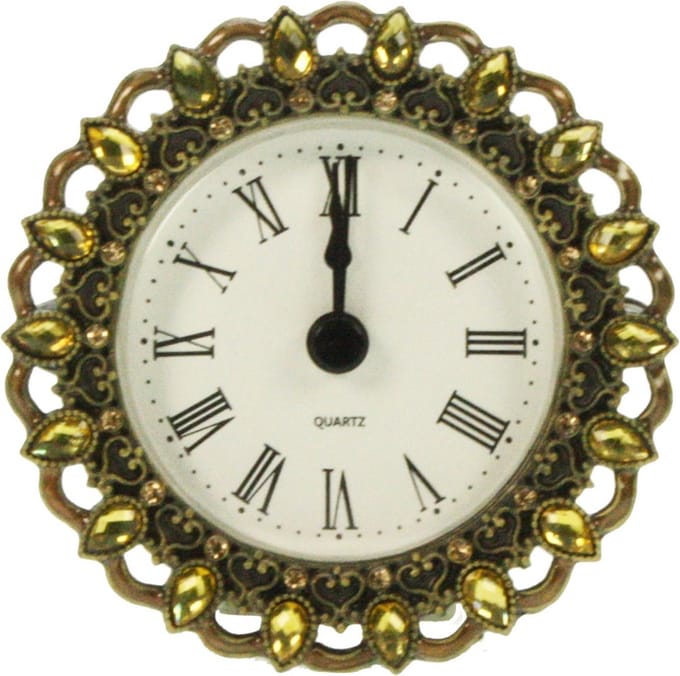Klokje strass goudkleurig staand Ø8x3cm