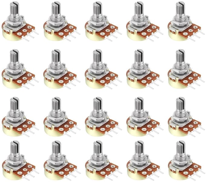 Roterende Potmeter - Variabele Weerstand - Spanningsregeling - Enkele Laag - 1M Ohm 15mm - Zilver