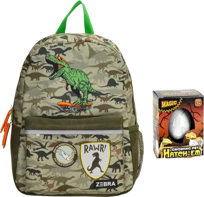 Zebra Rugzak Dino Camouflage (m) + Dino Ei