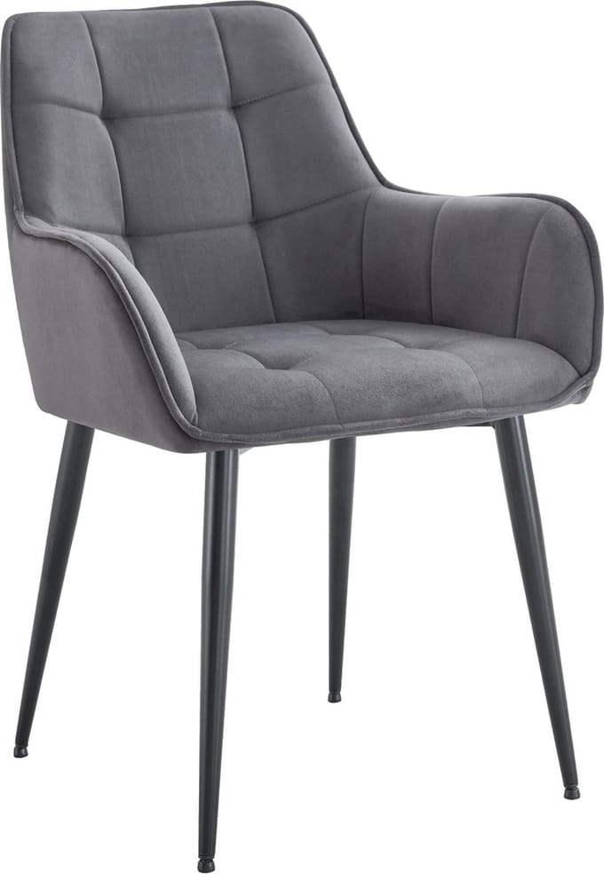 CLP Ferndale eetkamerstoel, fauteuil met beklede fluwelen hoes donkergrijs