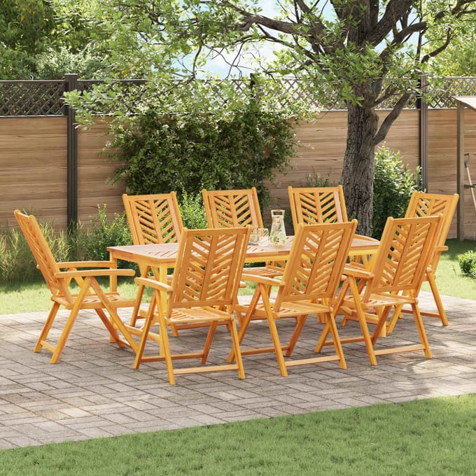 vidaXL - Tuinstoel - 8 - st - Bruin - Massief - Acacia - Hout