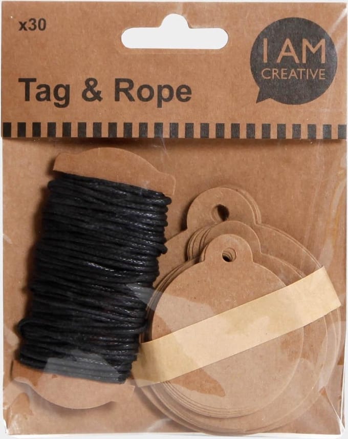 Geschenkkaartjes | Kerstbal | bruin | 30 stuks + touw