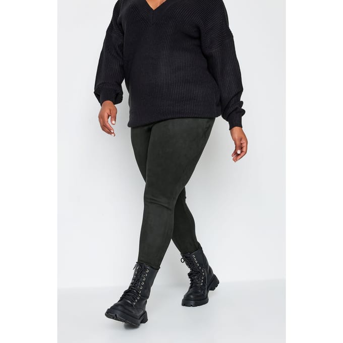Yours Suède Legging Met Hoge Taille In Zwartsize 48