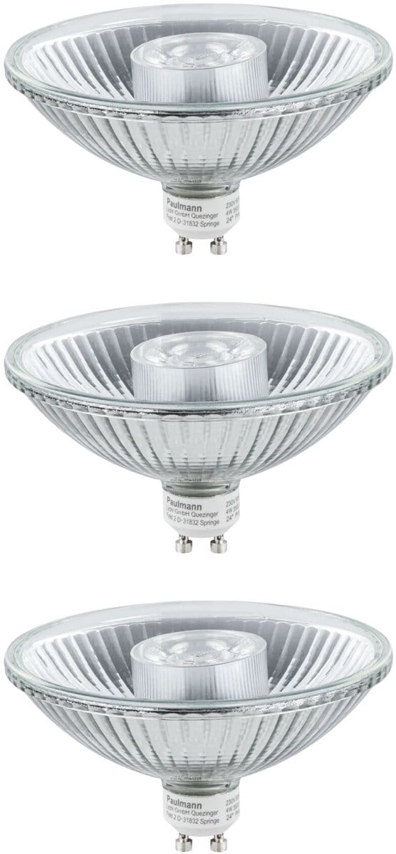 Set Standaard 230 V LED-reflector QPAR111 GU10 3x350lm 3x4W 2700K Alu