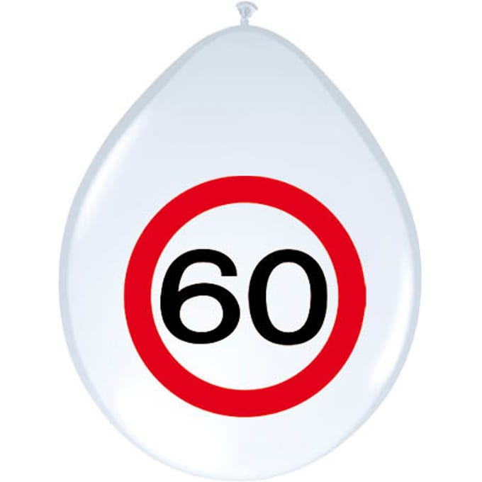 60 Jaar Verkeersbord Ballonnen - 8 stuks