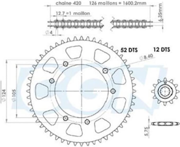 Kettingset Teknix voor Motor Peugeot 50 XP6 SM Nieuw