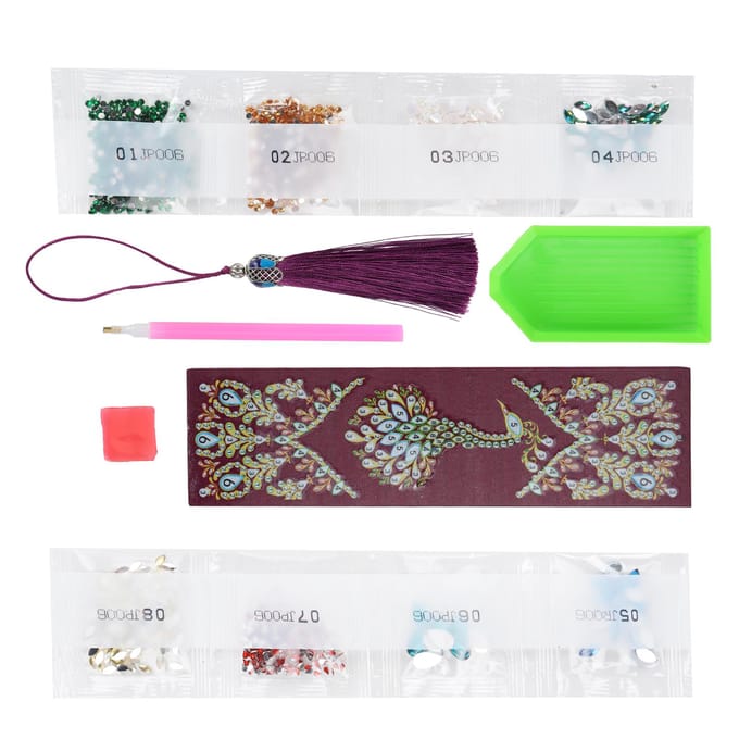 Marque-page Peinture Strass DIY Strass Marque-pages Perlés avec Gland Artisanat Cadeau green