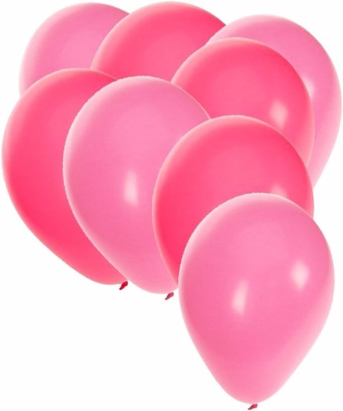90x stuks party ballonnen - 27 cm - roze / lichtroze - Feestartikelen/versiering