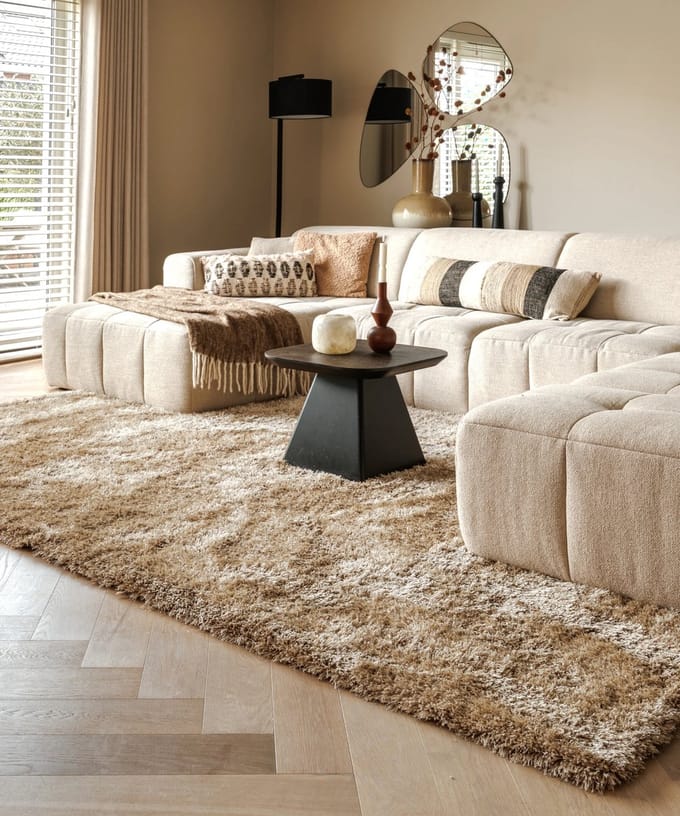 Shaggy vloerkleed - Meadow beige 80x150