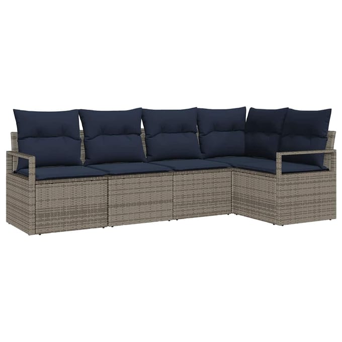 vidaXL Bankstel 5 st Grijs poly rattan