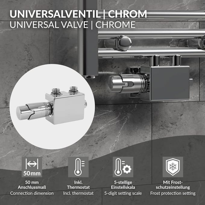 Universele Aansluitset voor Badkamerradiatoren met Thermostaatkop