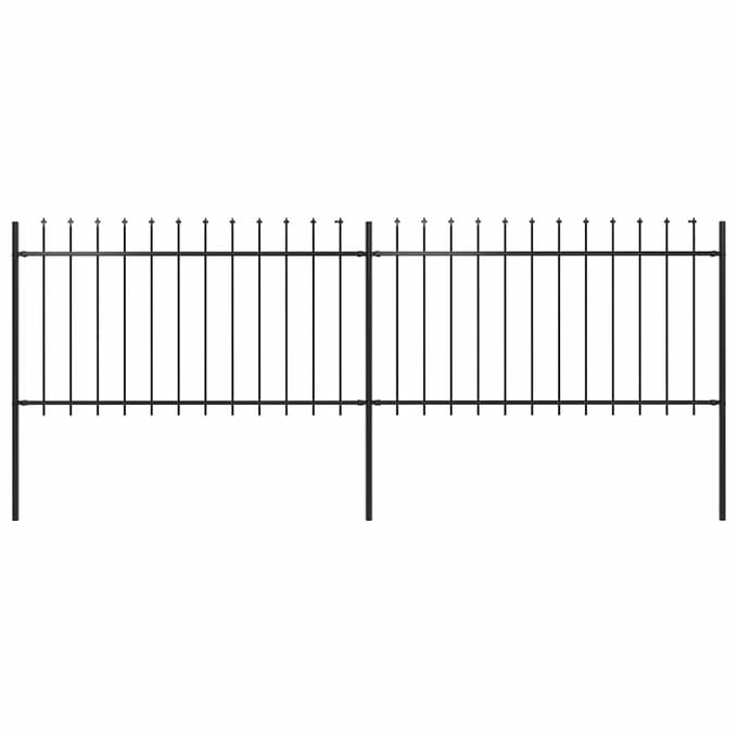 vidaXL - Tuinhek - met - speerpunt - staal - 337x100 - cm - zwart