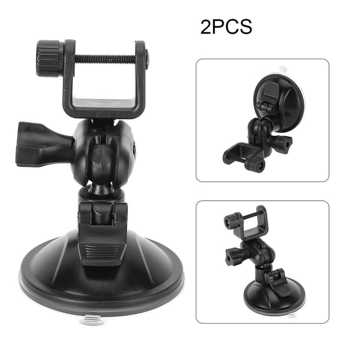 2 Stuks 360 Graden Draaiende Rijvideo Recorder Zuignap Beugel 65mm GPS Zuignap Houder U Vorm black