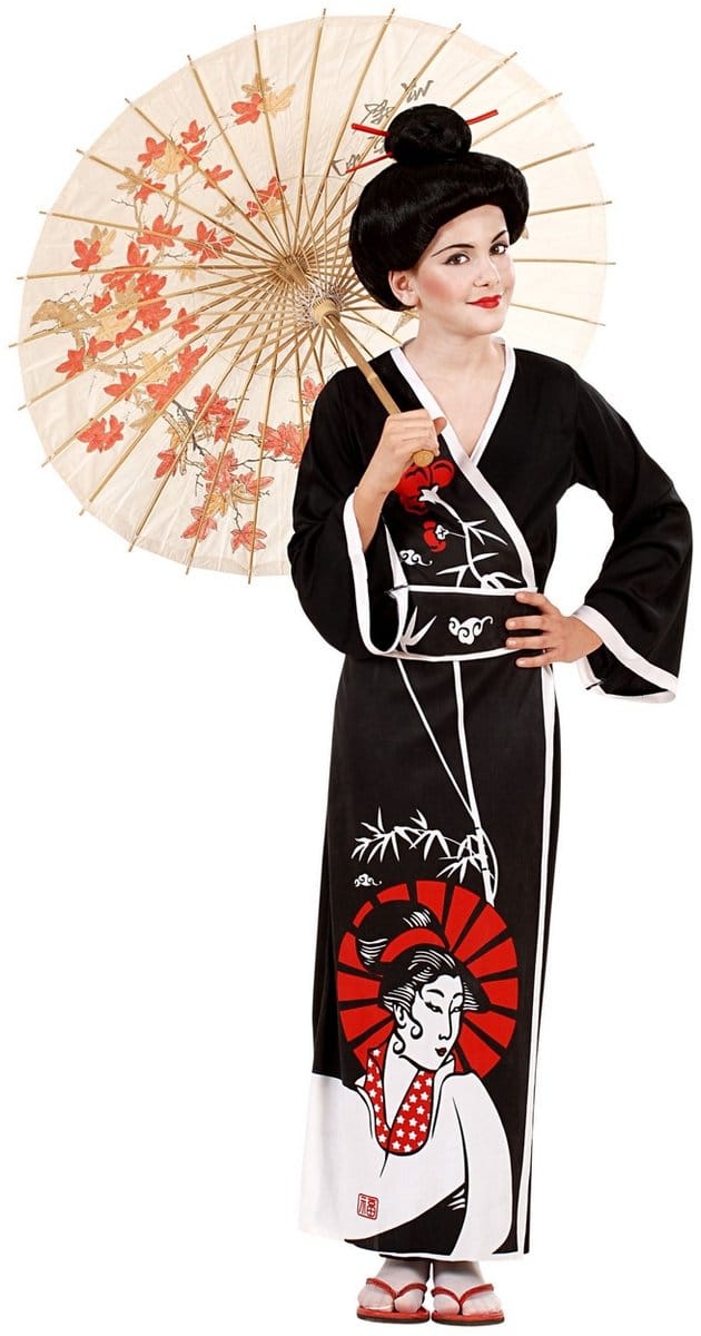 "Zwarte Japanse kostuum voor meisjes  - Verkleedkleding - 146/152"