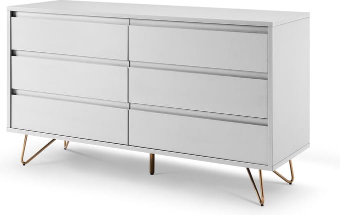 Dressoir Lucy Wit - MDF - Breedte 120 cm - Hoogte 70 cm - Diepte 40 cm - Met lades - Zonder deuren