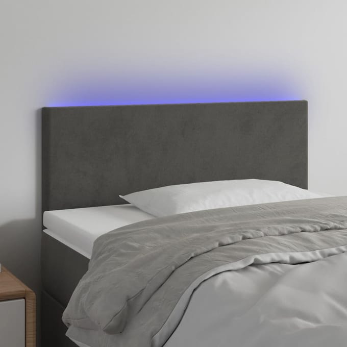 vidaXL - Hoofdbord - LED - 90x5x78/88 - cm - fluweel - donkergrijs
