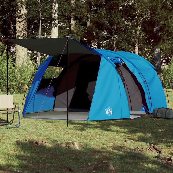 Vidaxl Tente de Camping, Tunnel, 4 Personnes, Bleu, Imperméable