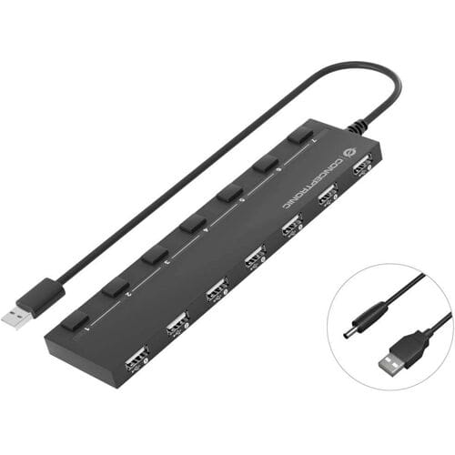 Conceptronic HUBBIES 7-Port-USB-2.0-Hub HUBBIES08B USB-hub 7 poorten USB-A USB 2.0 480 MBit/s Zwart