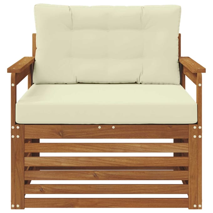 vidaXL - Buitensofa - Massief - Acacia - Hout - en - Polyester - Natuurlijk - en - Crème