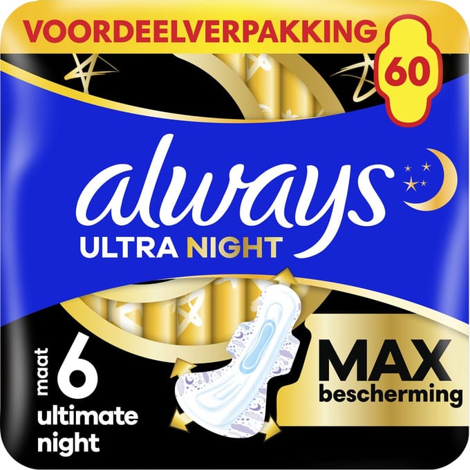 Always Ultimate Night Maandverband Met Vleugels - Maat 6 - 3 x 20 stuks