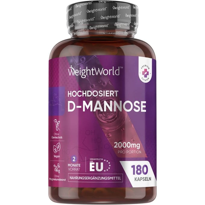WeightWorld D-mannose capsules - 2000 mg D-mannose per portie - 180 vegan capsules
