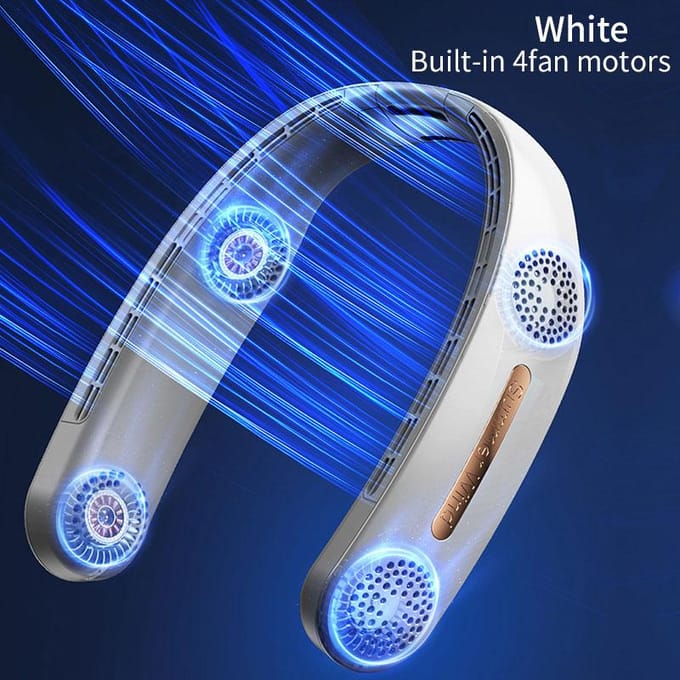2024 Draagbare nekventilator Elektrische draadloze ventilator Oplaadbare mini-ventilatie Koeling USB Bladeless stille ventilator voor buitensporten