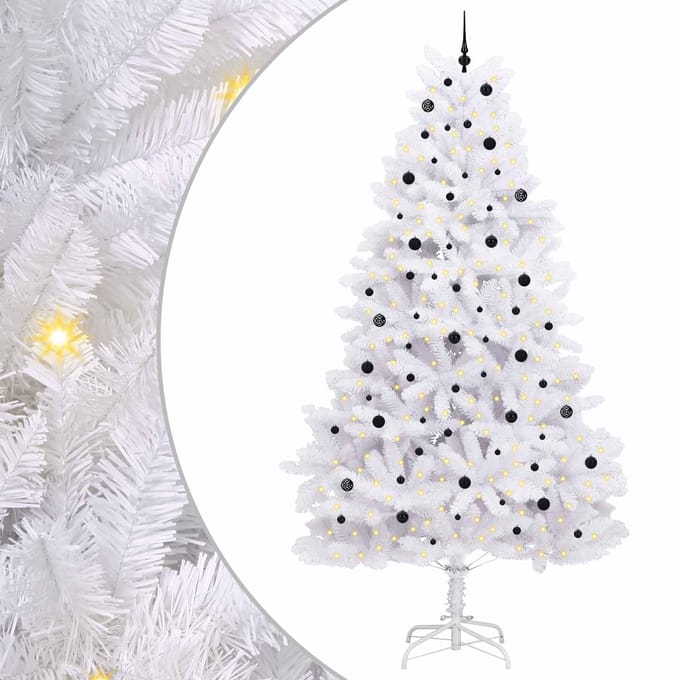vidaXL - Kunstmatige - Hinged - Kerstboom - Wit - 300 - cm - PVC - en - Staal
