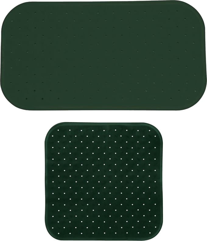 MSV Douche/bad anti-slip matten set badkamer - rubber - 2x stuks - donkergroen - 2 formaten