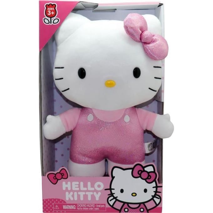 Pluche - GPTOYS - HELLO KITTY - HKT122 - Model roze gestippelde jurk - 30 cm - Vanaf 3 jaar