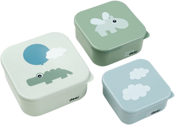 Done By Deer Happy Clouds Snackbox Green 3 Stuks