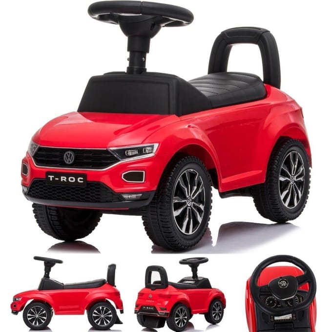Kinderauto Volkswagen loopauto vanaf 1 jaar met claxon, verchroomde velgen, opbergvak onder de stoel (Rood)
