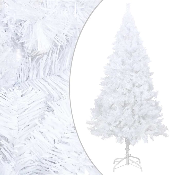 vidaXL - Kunstkerstboom - met - verlichting - en - kerstballen - 150 - cm - PVC - wit