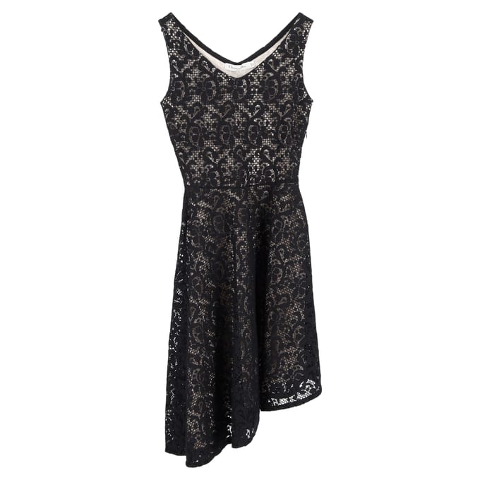 Asymmetrische kanten jurk van Christian Dior in zwart polyester